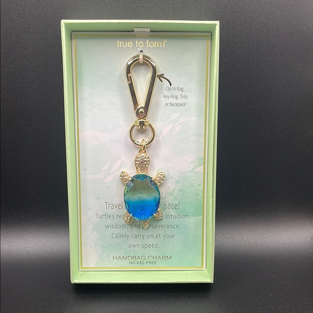 True to Form Blue Turtle Handbag Charm Keychain